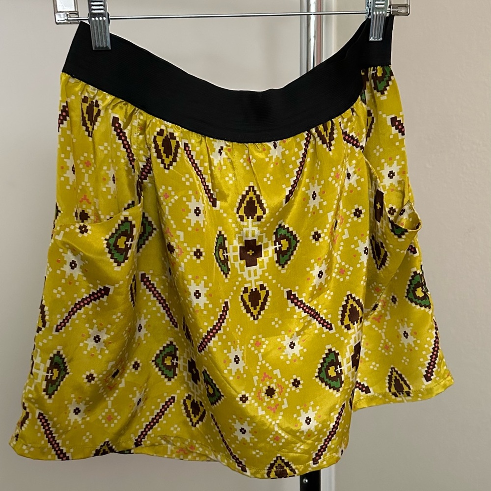 Yellow mini Skirt with beautiful colorful Patterned